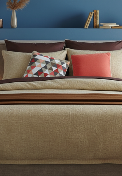 Bleu pâle et brun doré