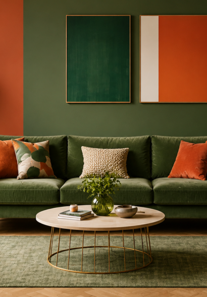 Vert et orange brûlé