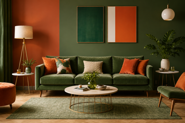 Vert et orange brûlé